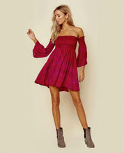 Load image into Gallery viewer, Off Shoulder Smocking Dress
